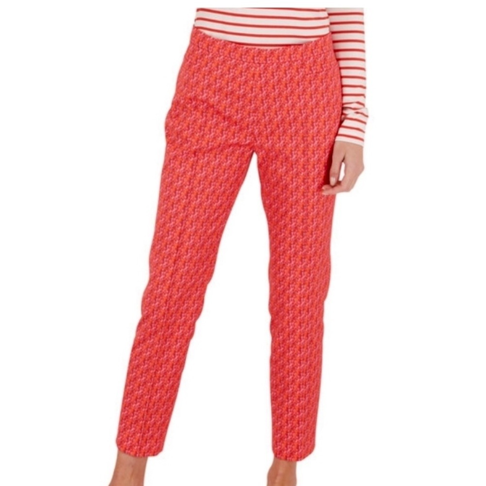 Akris Punto Franca Tropical Print Cotton Techno Pant Trousers Pull On Size US6